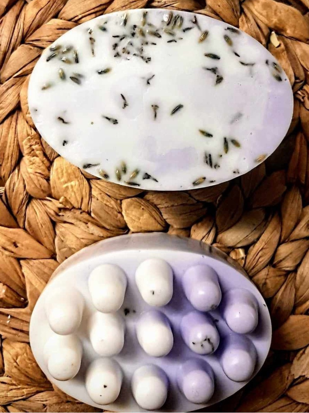 Lavender Massage Soap Bar - White & Light Purple